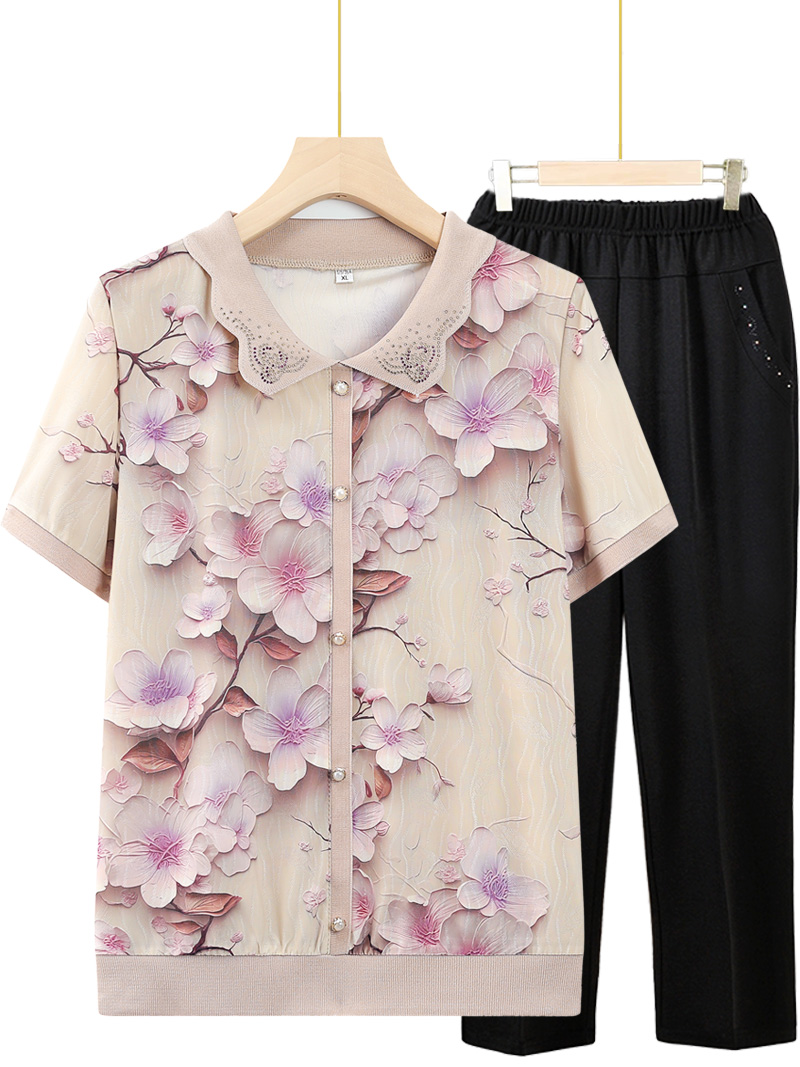 Ice Silk Loose Short Sleeve T- - Summer Clothing For Women Over 60 review and price
