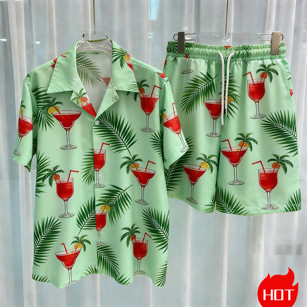 Summer Men's Shirt Sets Plants - Summer Clothing For A Beach review and price